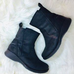 Merrell Black Travvy Waterproof Ankle Boots